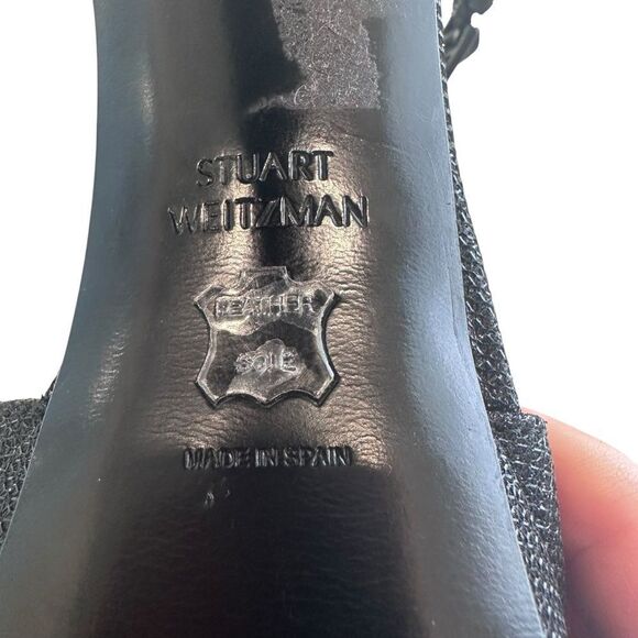 Stuart Weitzman Black Glitter Sashay Platform Sandals Size 7.5 - Picture 8 of 11